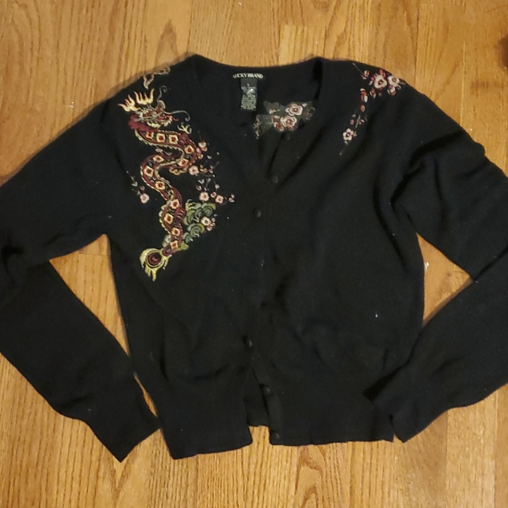 Lucky brand black sweater small